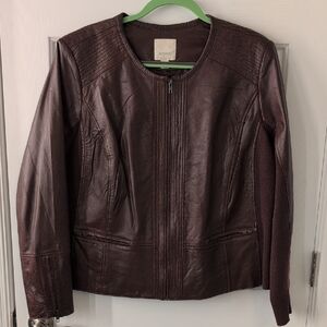 SejourDeep Burgandy Leather Jacket Plus Sz